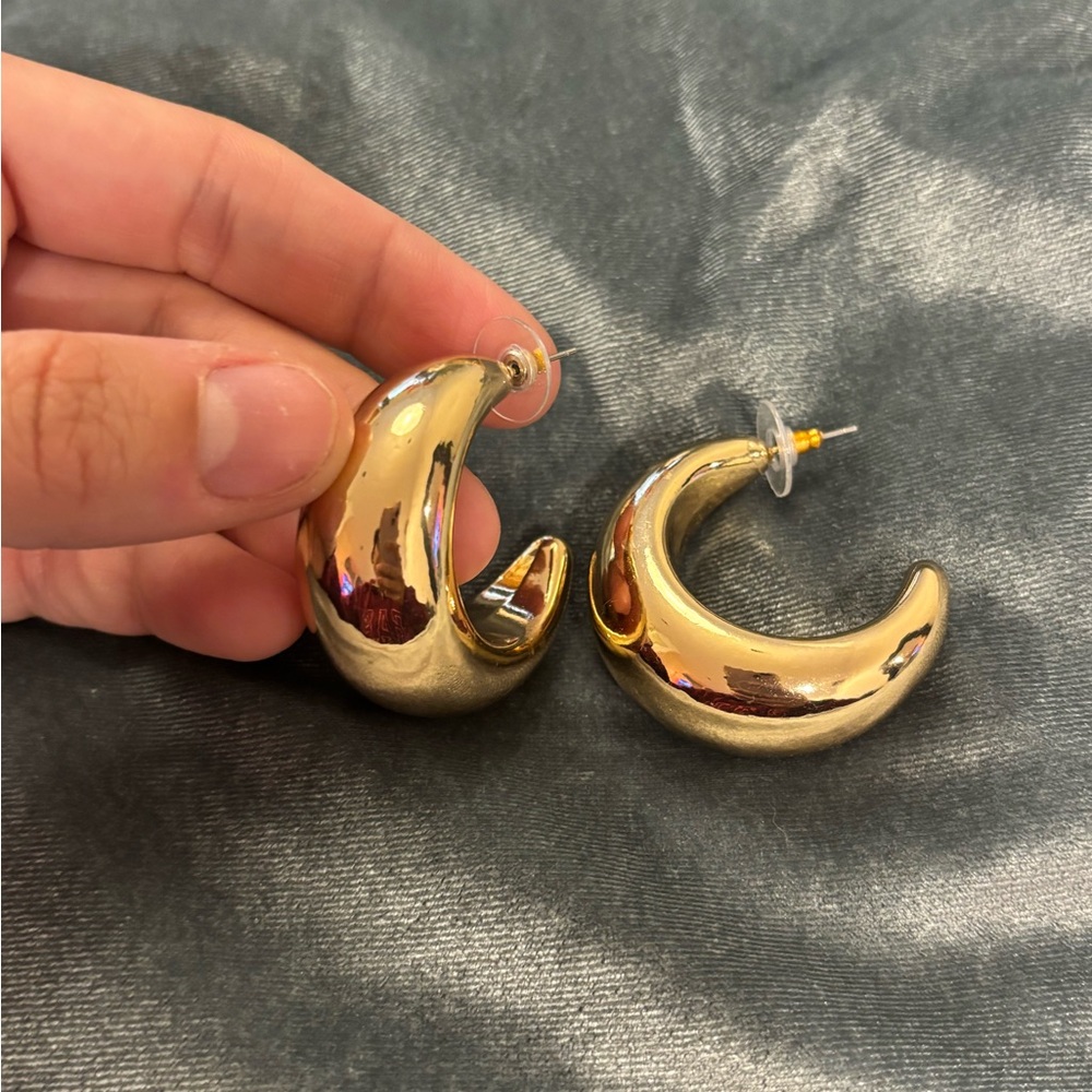 Gold Crescent Hoop Earrings